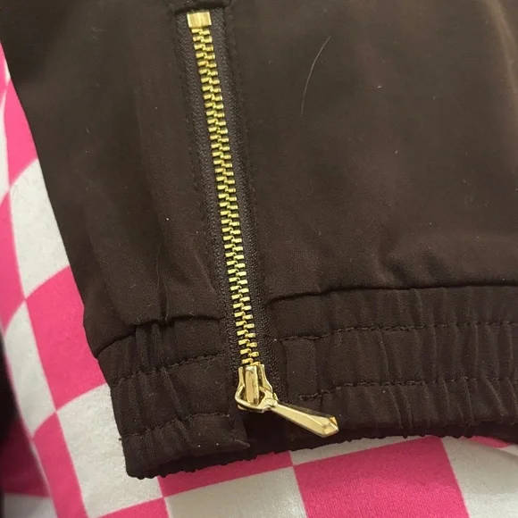 Susan Graver Dark Brown Pants with gold ankle zippers - Picture 9 of 9